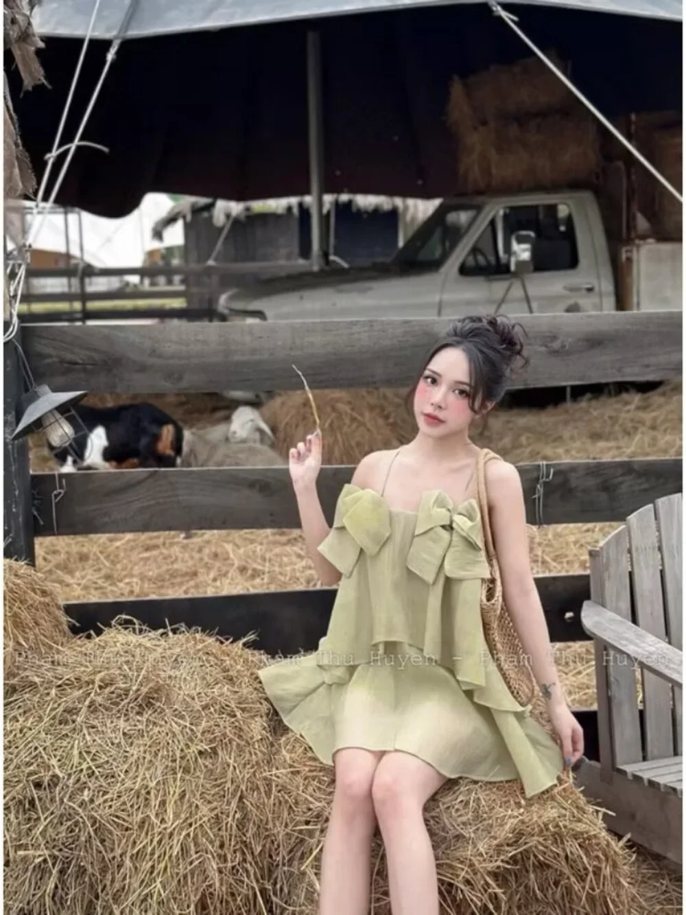 Pistachio Green Tiered Bow 2-Piece Set (Maxi Skirt & Top)